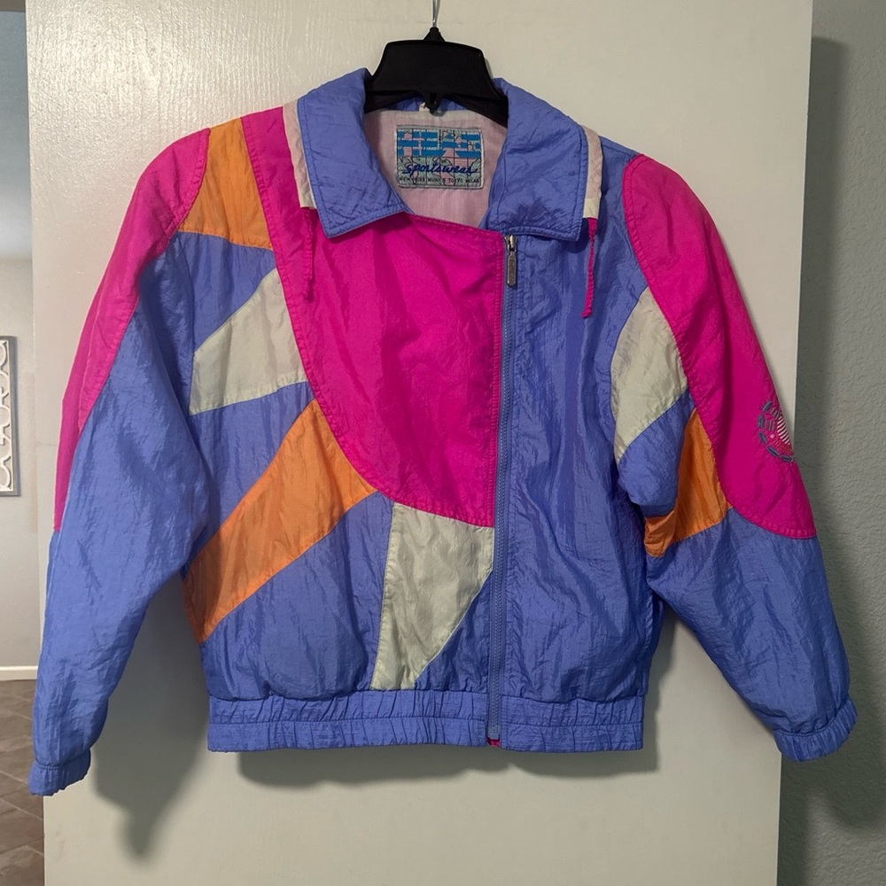 Vintage 1980s Retro Jogging Track Women Windbreaker Jacket Size S brand- HEAD